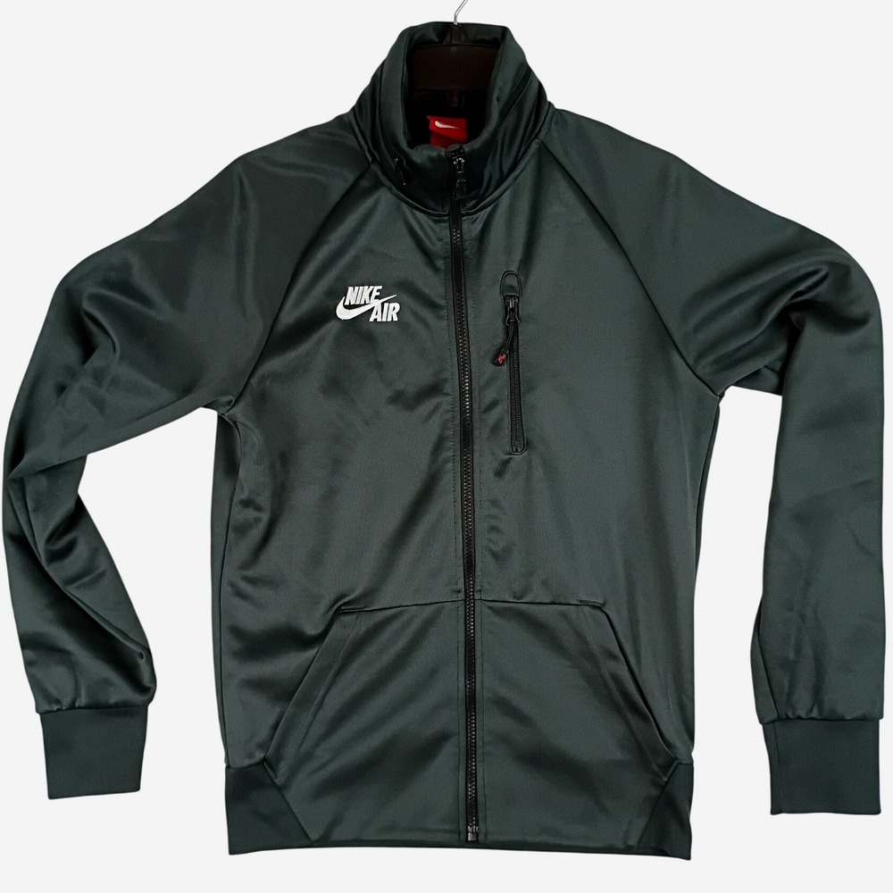 Nike Air Crossover Warm Up Track Jacket Mens Small Green Full Zip Hood Mock Neck